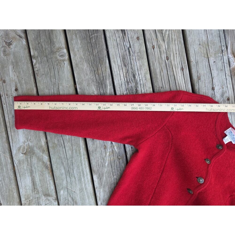 VTG Womens Red Cardigan Sweater 100% Wool Size L Grandmacore Granny Chic - Picture 5 of 7